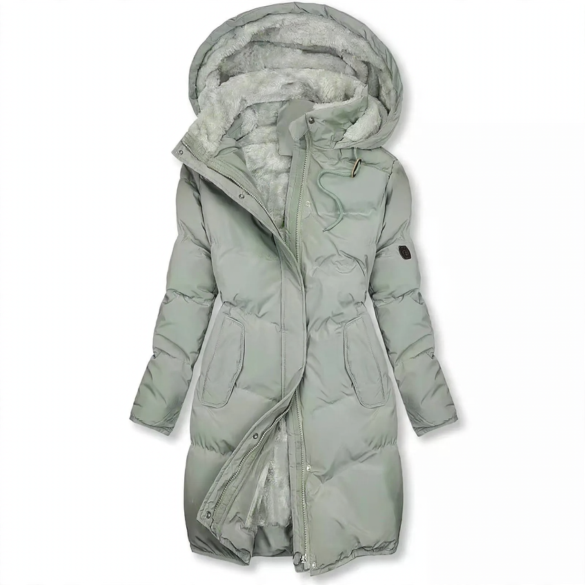 Padded women's jacket with fur collar