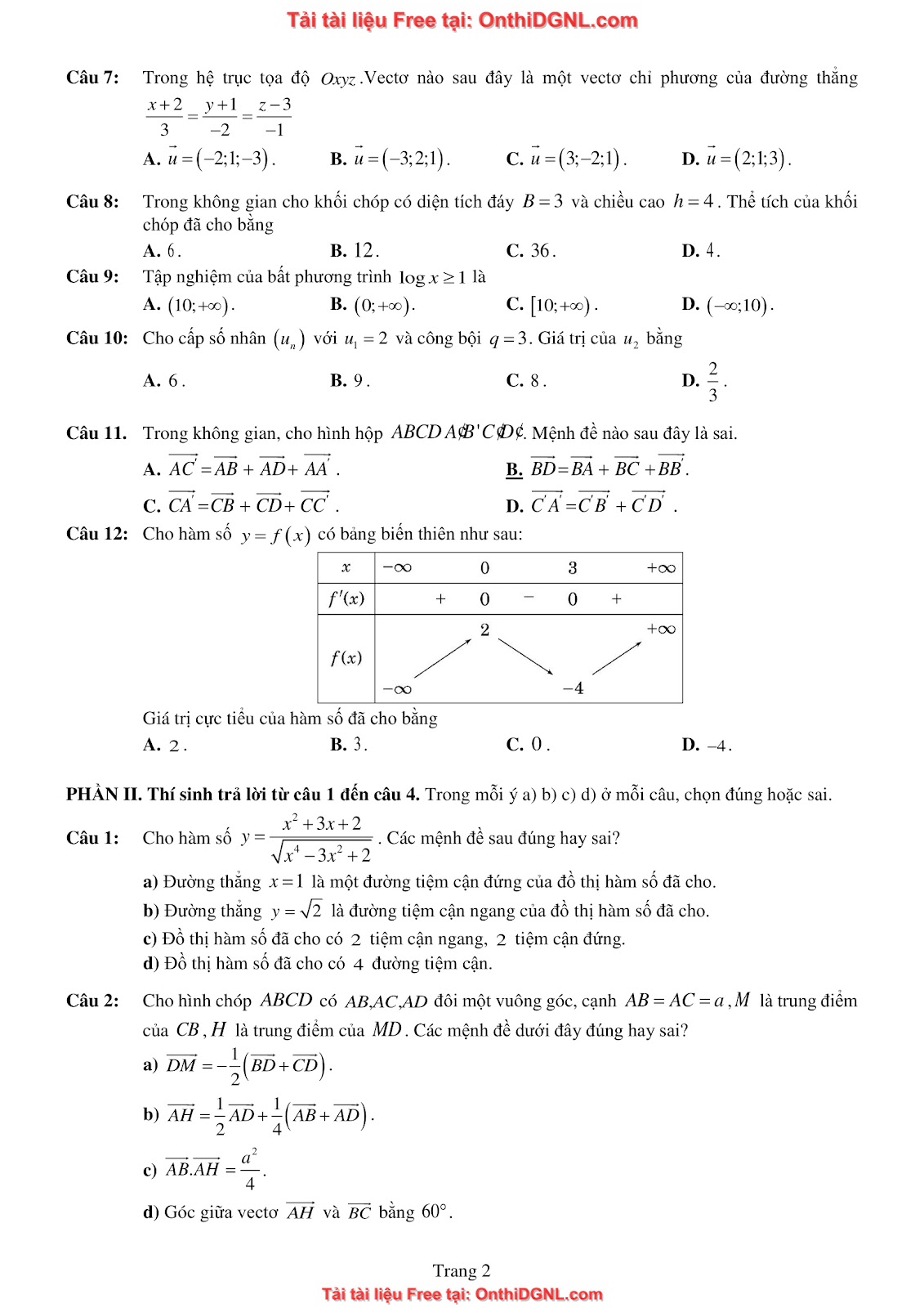 32 đề phát triển minh họa môn toán - có đáp án