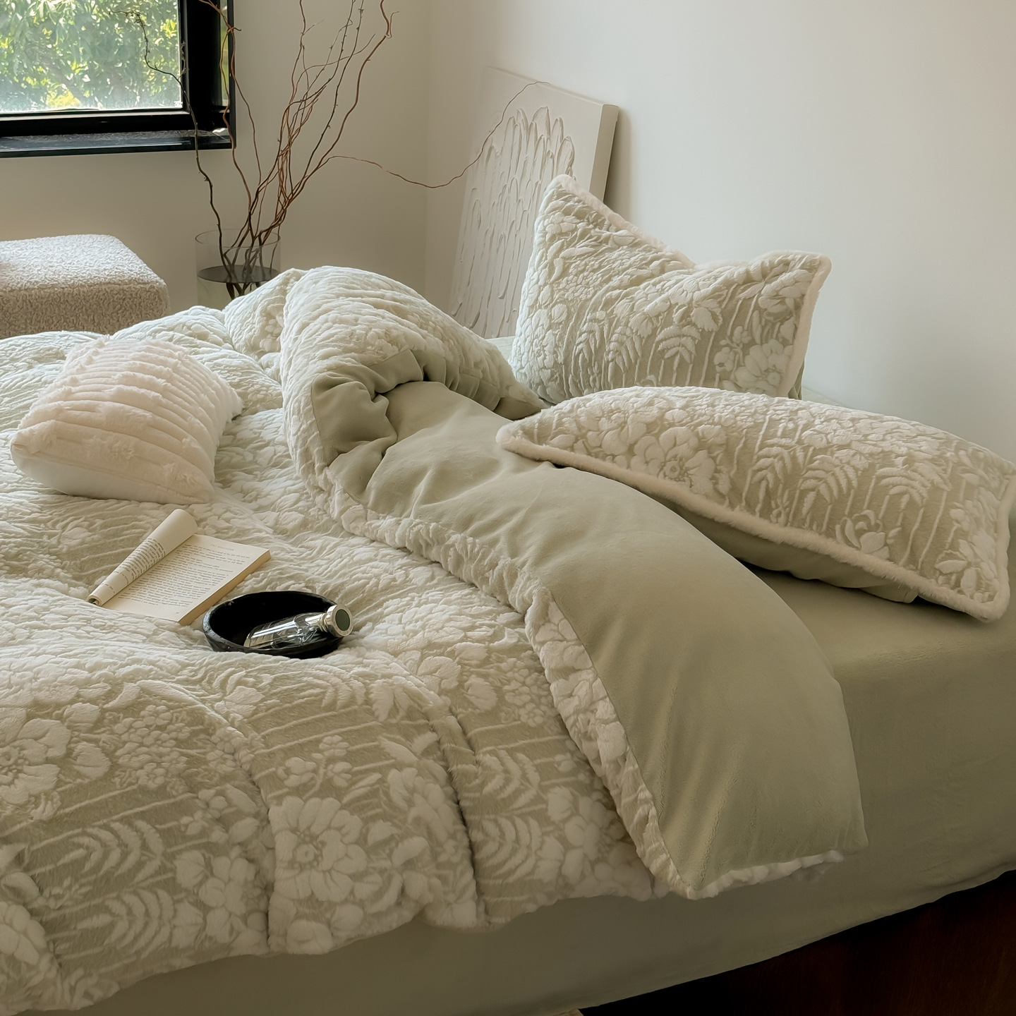 Bedding set, 4-piece, milk fiber, warming