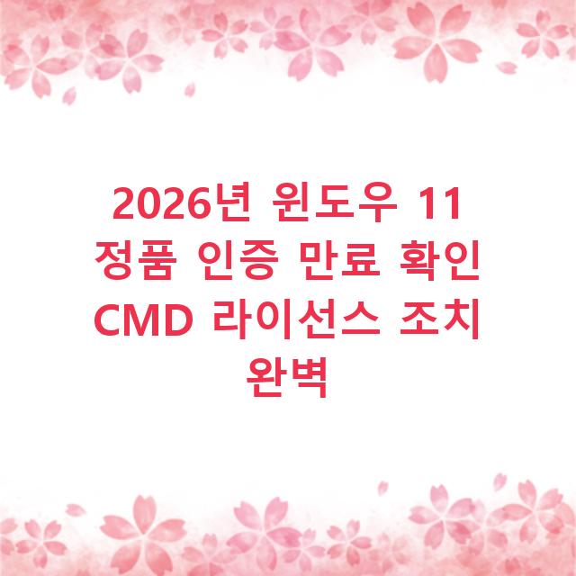 2026년 윈도우 11 정품 인증 만료 확인 CMD 라이선스 조치 완벽