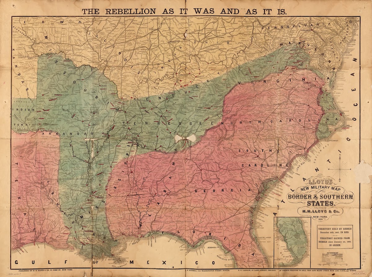 Lloyds new military map of the border  southern states 1863