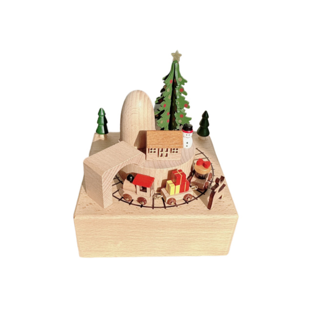 Spieluhr aus Buchenholz, handbemaltes Design