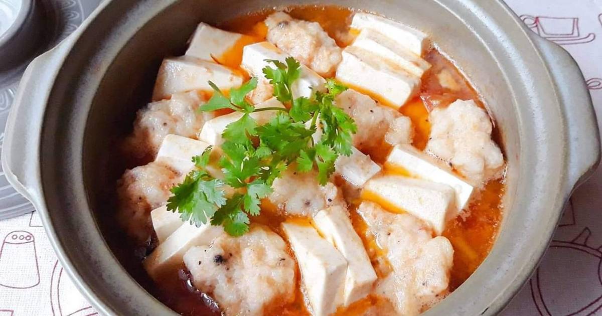 Đậu hủ non om tôm