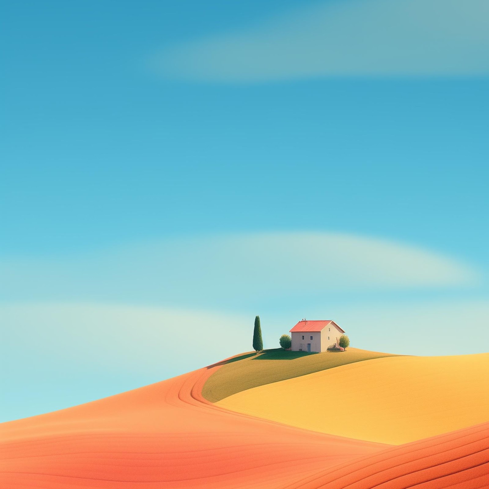 Download Small House On Rolling Orange Hills 2K iPhone