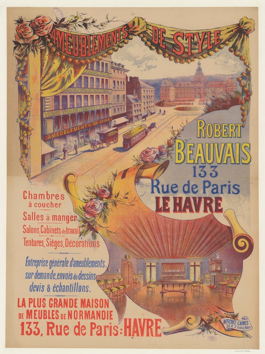 Ameublements de style Robert Beauvais 133 rue de Paris Le Havre 1892