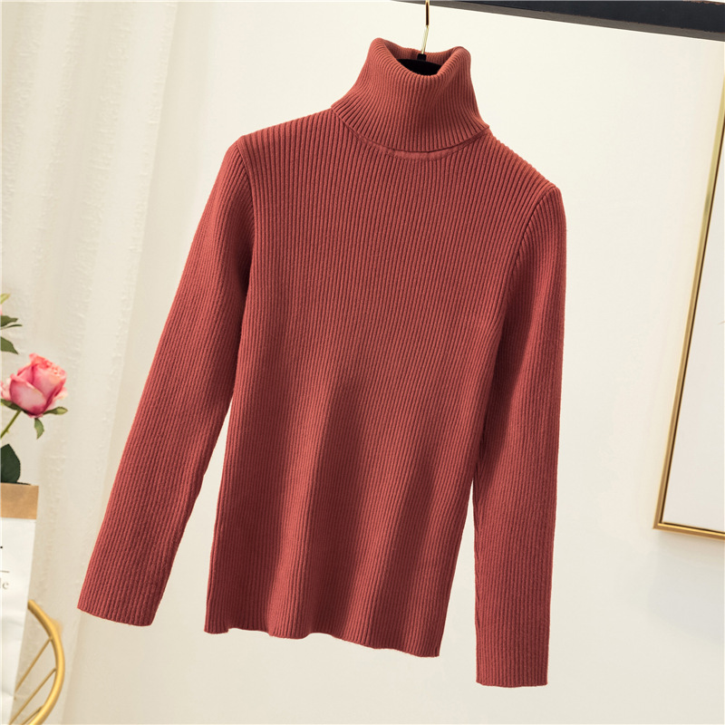 Women's turtleneck sweater, slim fit, solid color