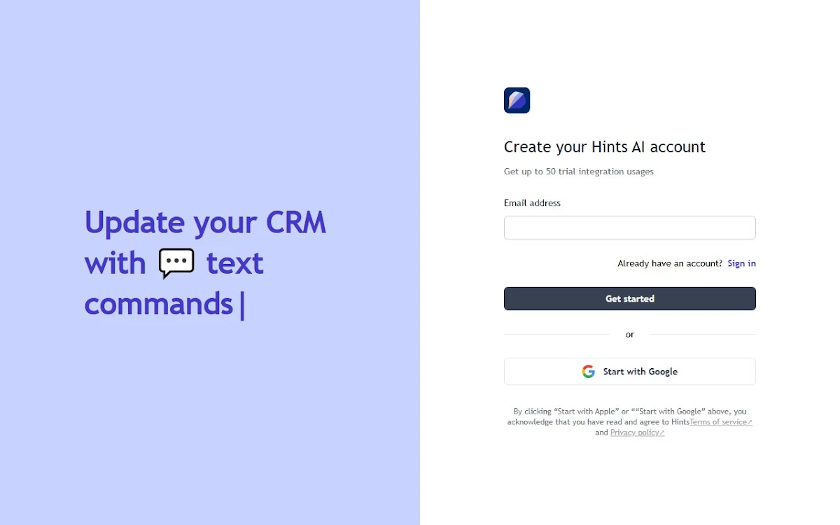 Captura de Hints: CRM AI Assistant