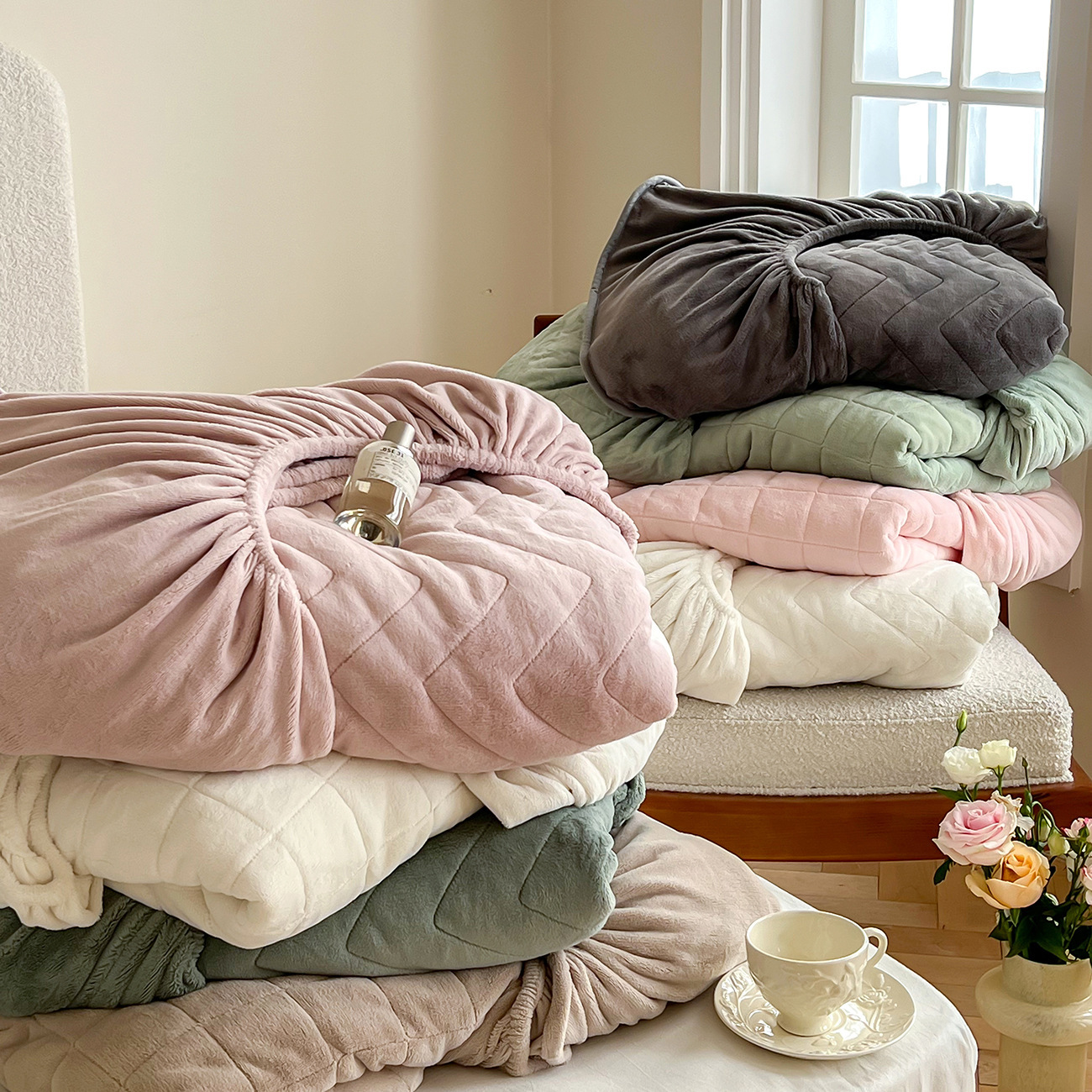 Japanese Flannel Fitted Sheet, extra thick, 1.8m