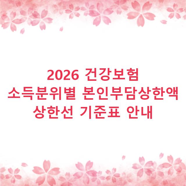 2026 건강보험 소득분위별 본인부담상한액 상한선 기준표 안내