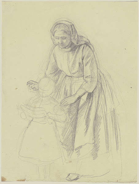 Woman with reading child