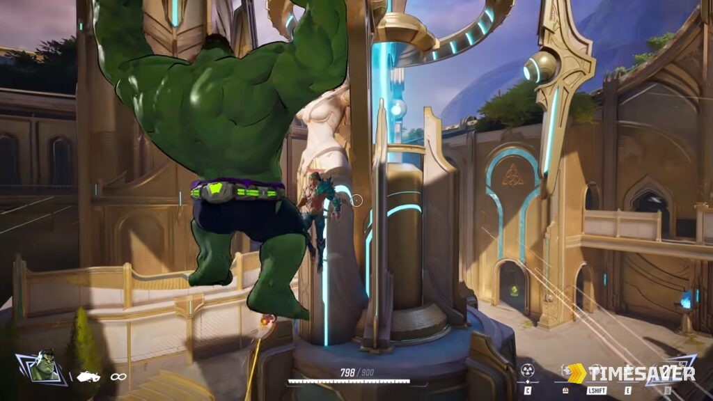 Hulk leaping across the map in Marvel Rivals, the anchor of the Gamma Charge dive comp in Season 8.5