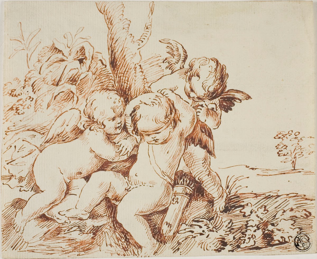 Two Putti Blindfolding A Third