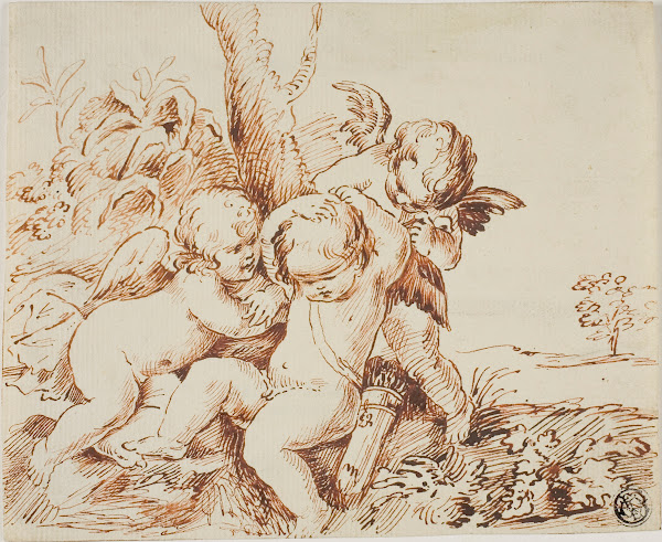 Two Putti Blindfolding A Third