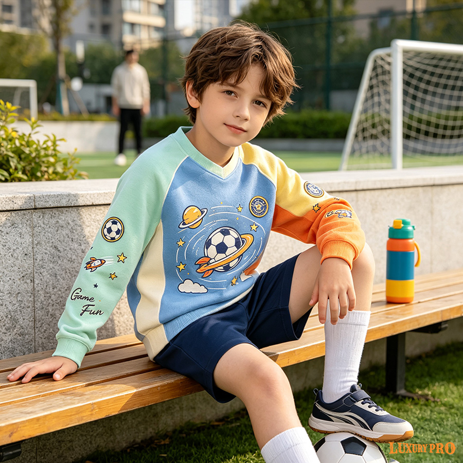 AOP MEG Kids Raglan V-Neck Soccer Jersey With Cuffs