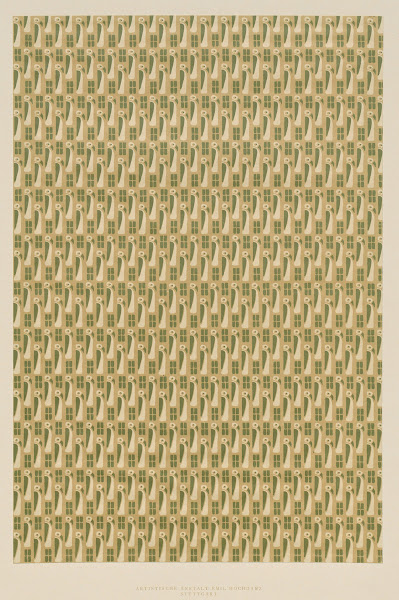 Lithografiertes Papier Flächenmuster mit Pinguinen 1885   1910