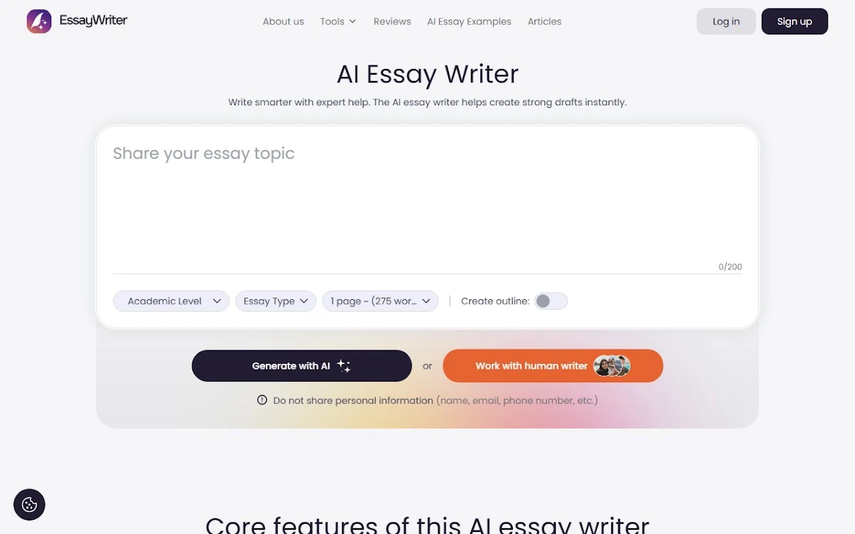 Captura de AI Essay Writer