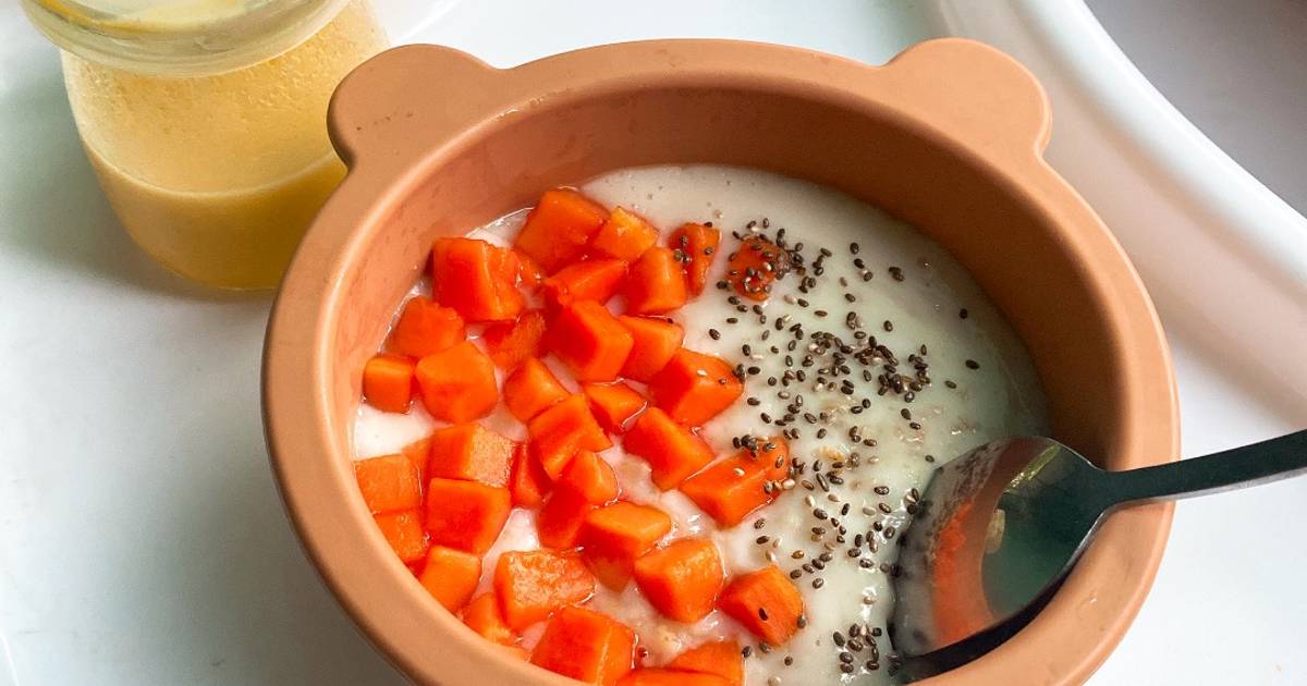 Bữa sáng cho bé : Cháo Yến mạch mix đu đủ hạt chia
