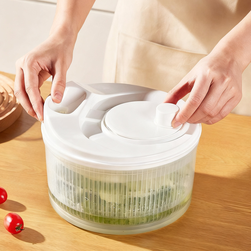 Manual vegetable and salad spinner
