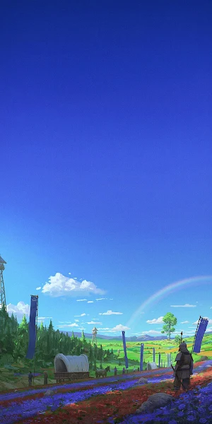 Fantasy Landscape, Digital Art, Rainbow, Open World Full HD iPhone Wallpaper Background