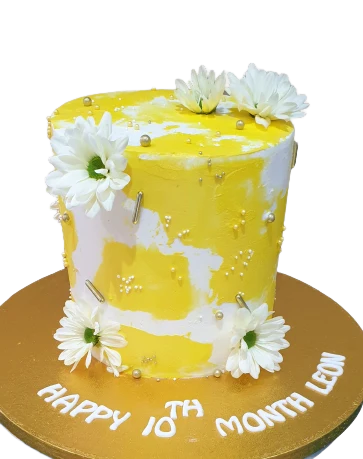 Yellow & White Gerbera Buttercream Cake CB-NC364
