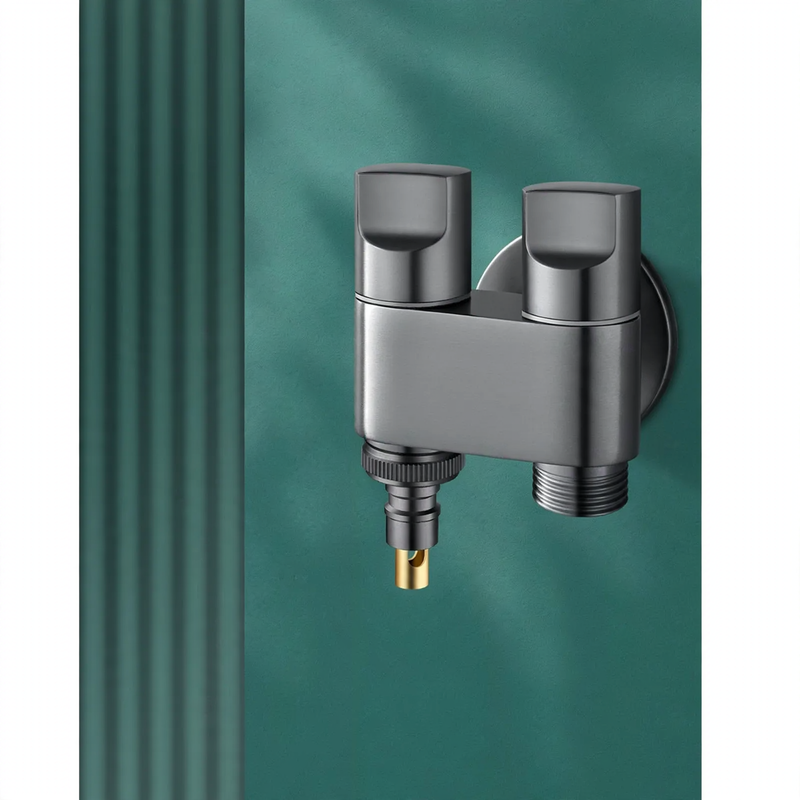 Corner valve for washing machines, 4-thread