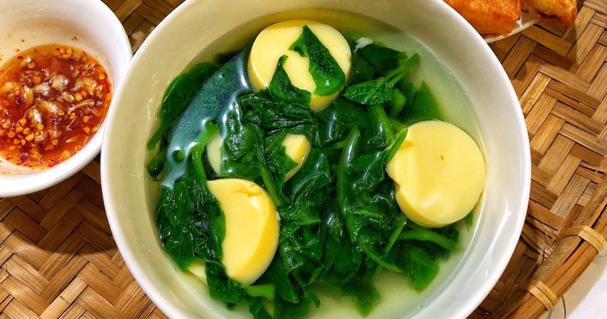 Canh Rau Mồng Tơi Nấu Đậu Hũ Trứng Chay