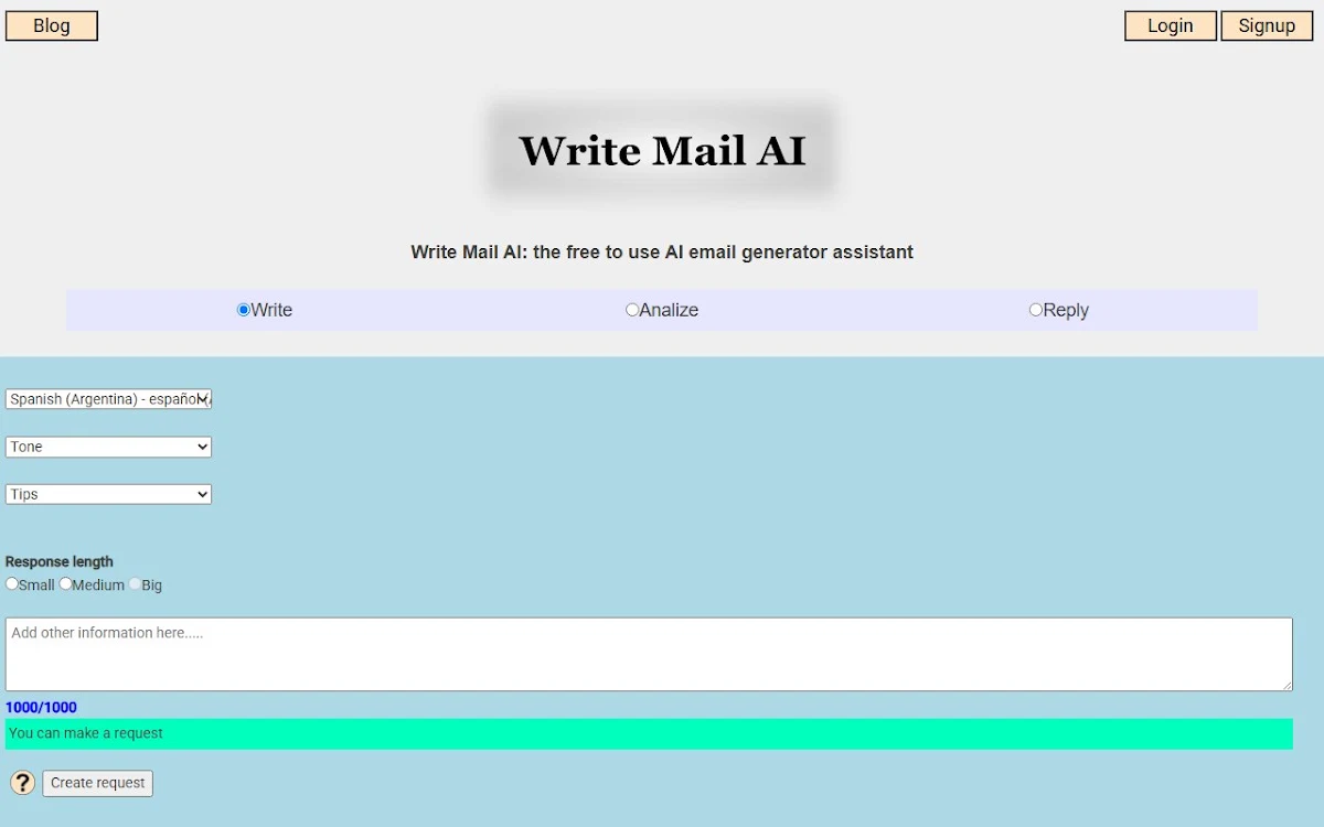 Captura de Write Mail AI