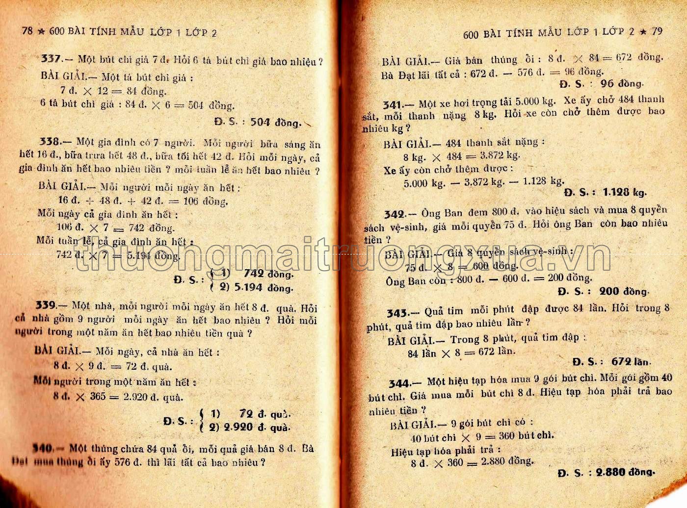 600 bài tính mẫu lớp 1 lớp 2 (1970) - Trang 39