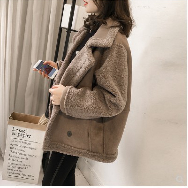 Lässige Bikerjacke aus Wildlederimitat mit Lammfleece