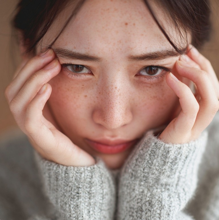 피부 상태와 눈의 피로를 느끼는 모습