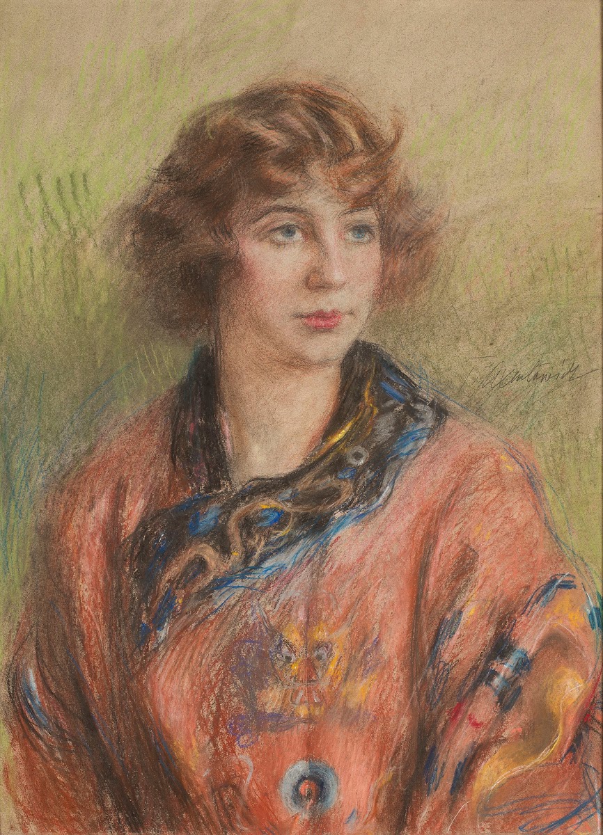 Portrait of a woman in a Chinese longpao wedding dress