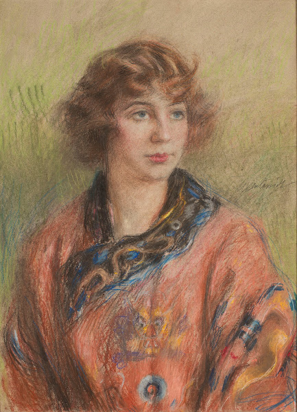 Portrait of a woman in a Chinese longpao wedding dress