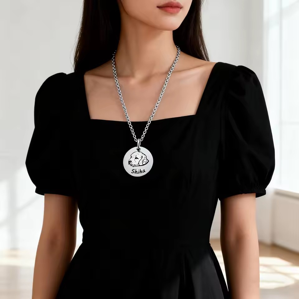 Stainless Steel Pendant Necklace with Laser Engraving