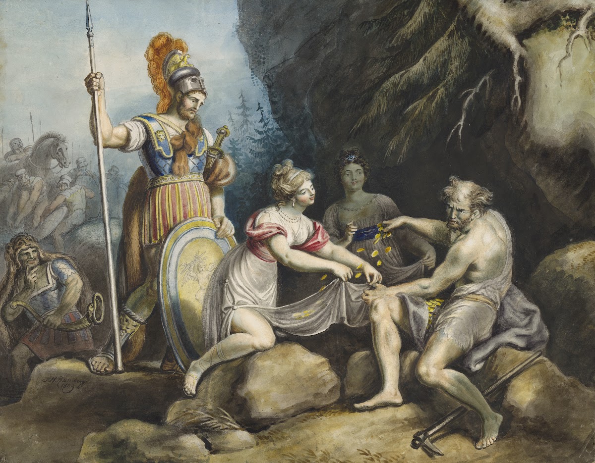 Timon of Athens IV 3 Timon giving away the gold to Phrynia and Timandra 1829