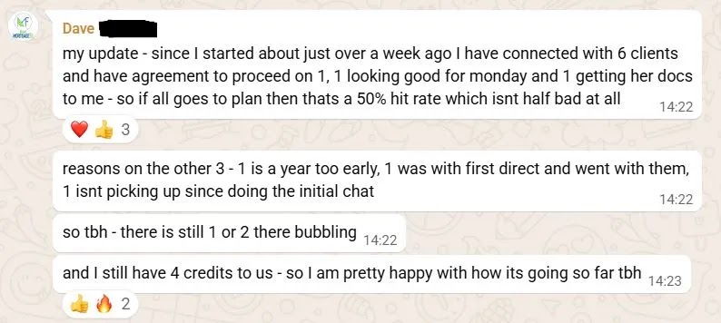 1st Week of signing up, 6 calls, 1 sale, 2 more due to sign up