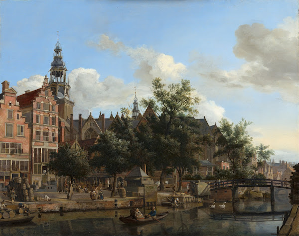 View of Oudezijds Voorburgwal with the Oude Kerk in Amsterdam c 1670
