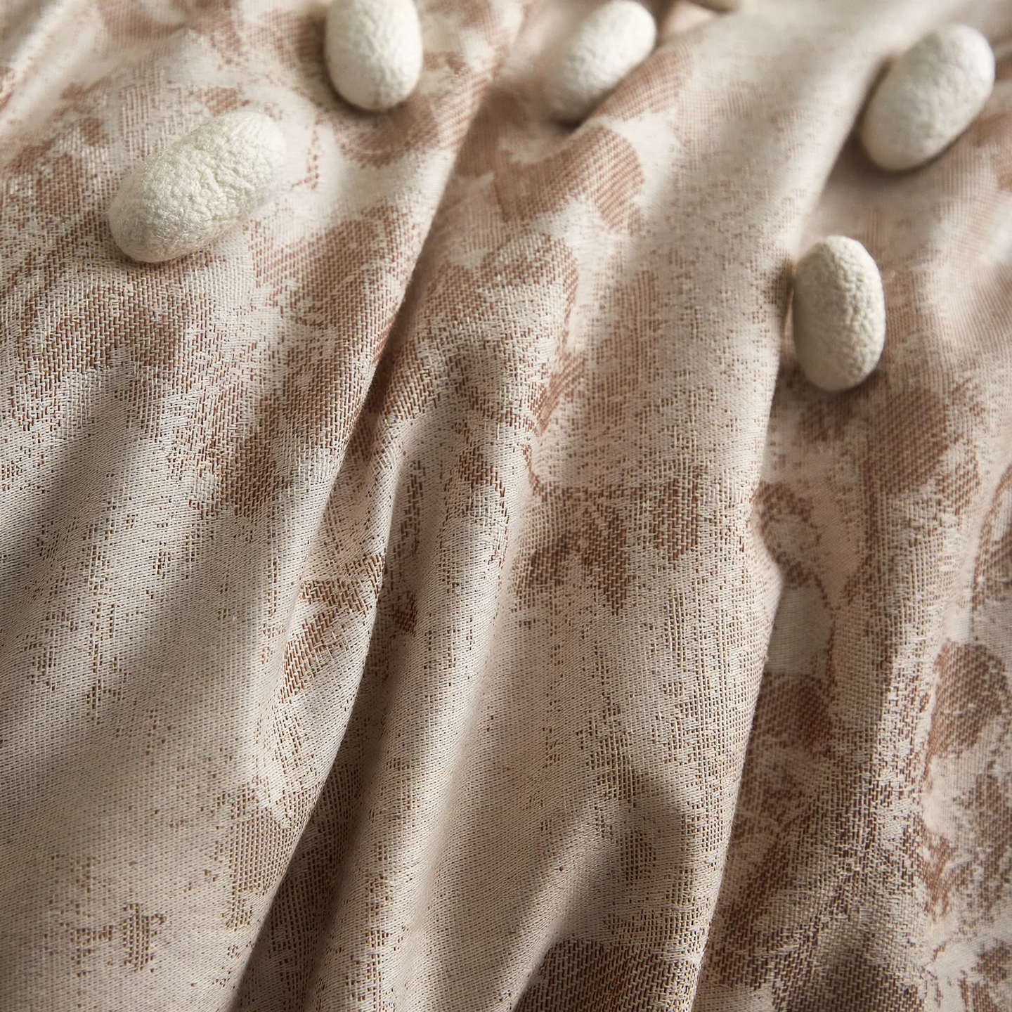 Cotton-linen bedding set, 4-piece, floral pattern