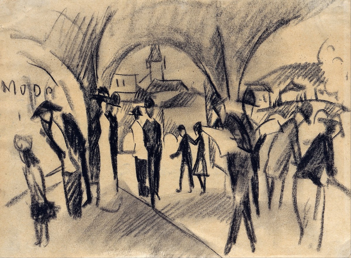 Scene Under the Arcades in Thun 1913
