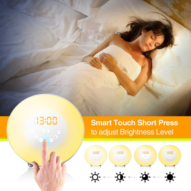 LED alarm clock with sunrise simulation and mood light