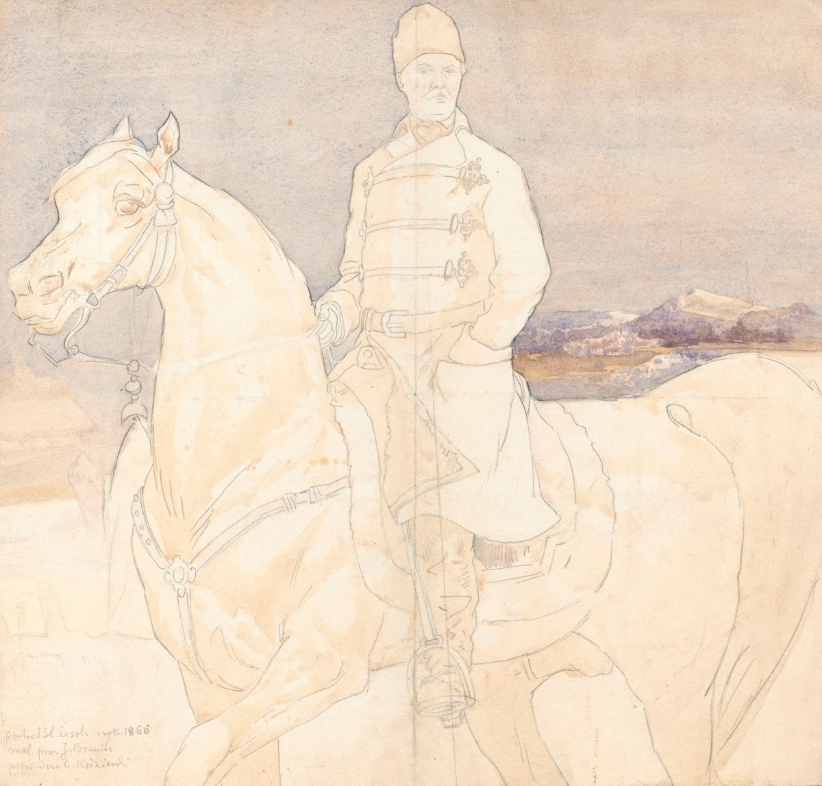 Portrait of Stanisław Lessel on horseback 1866