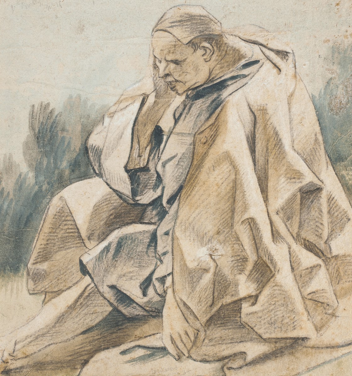 Drapery Study of a Seated Man Wearing a Cap circa 1655 1665