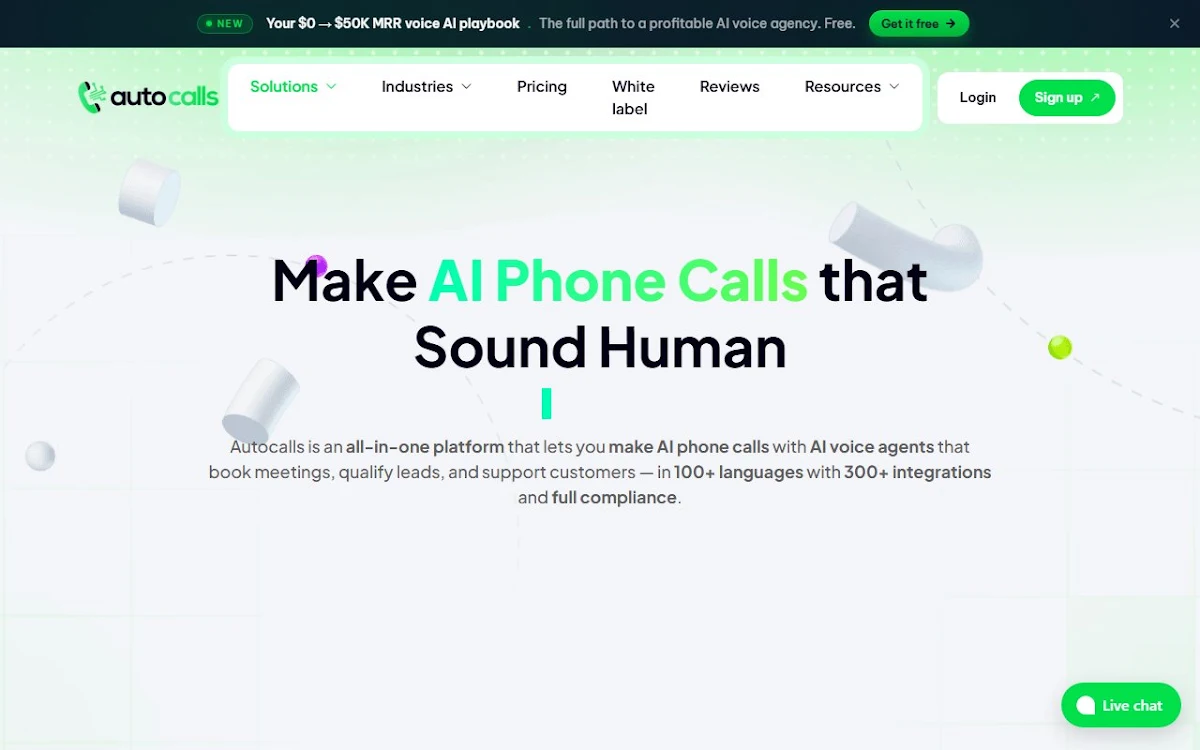 Captura de AutoCalls.ai - AI Phone Communications
