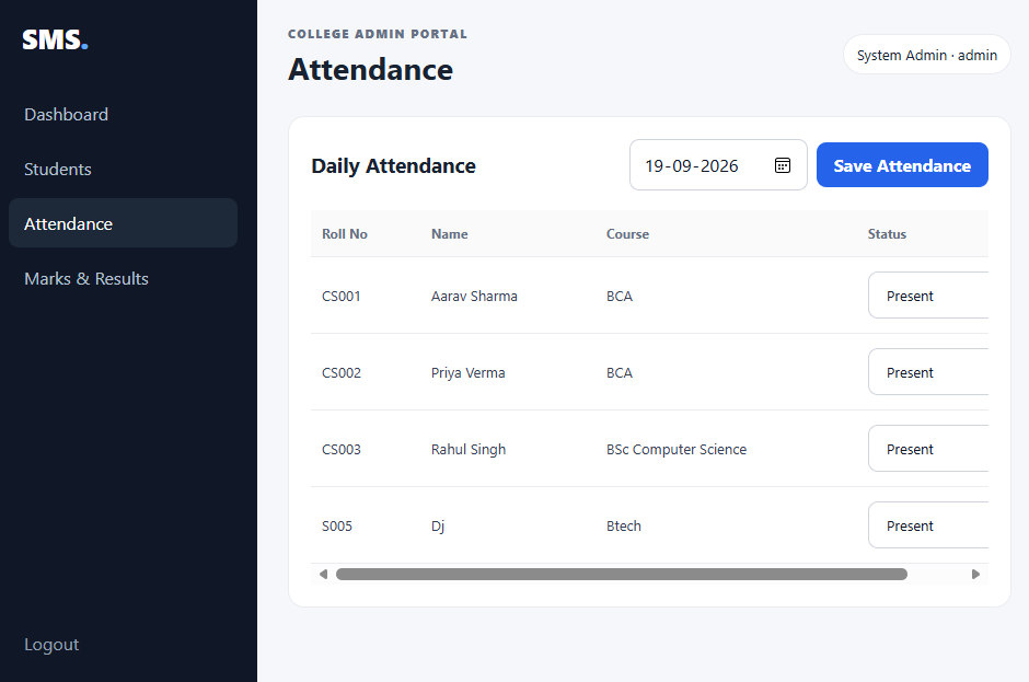 Student Management System — screenshot 4