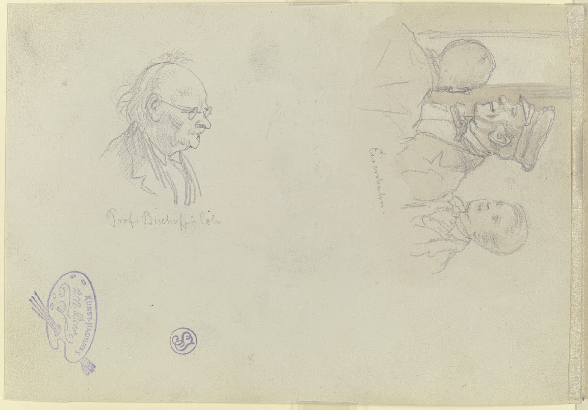 Szene in der Eisenbahn sowie Bildnis von Ludwig Bischoff ca 1861 1864