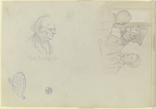 Szene in der Eisenbahn sowie Bildnis von Ludwig Bischoff ca 1861 1864