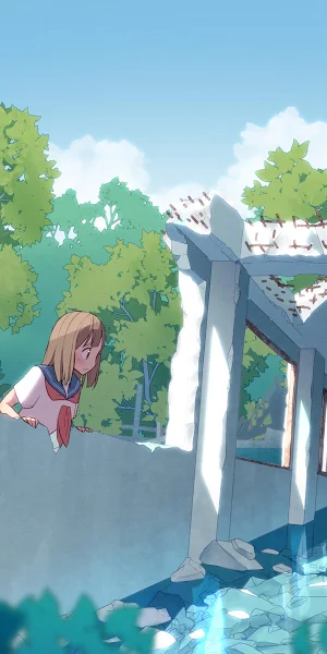 Anime, Ruin, Schoolgirl, Post-Apocalyptic 4K Wallpaper Background