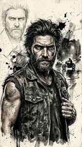 Gritty Ink and Charcoal Sketch Portrait of Daryl Dixon