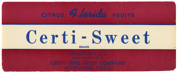 Certi Sweet Brand Florida Citrus Fruit Label 1930 1950