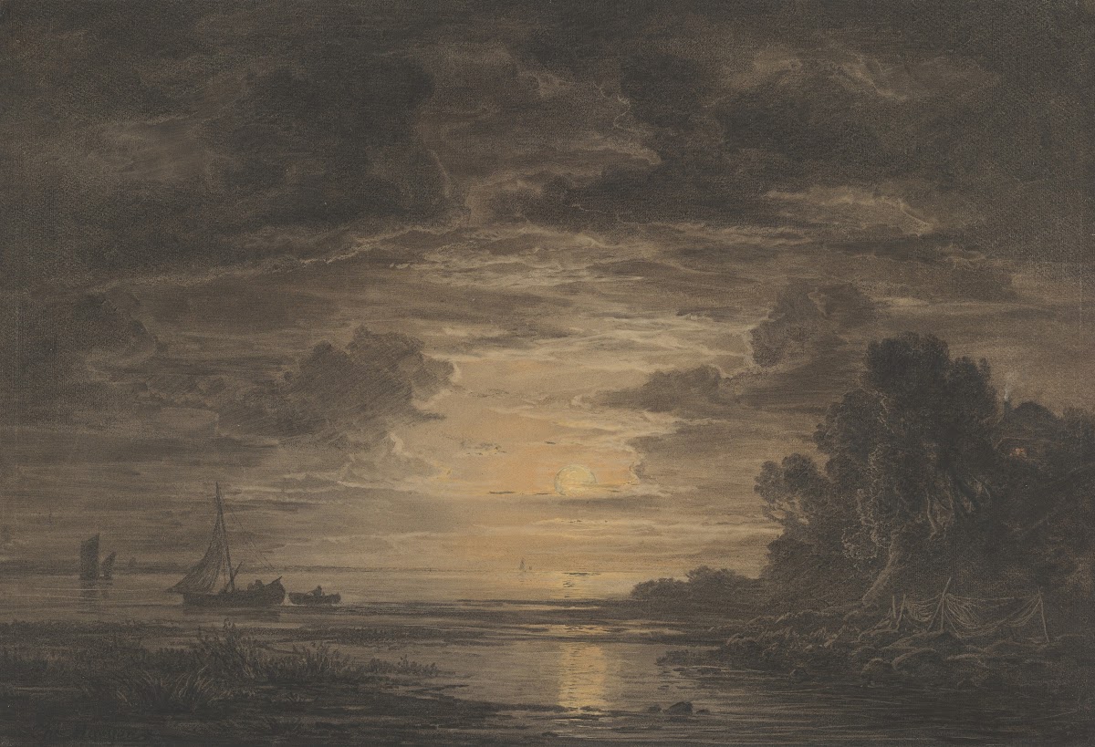 The River Elbe Downstream of Hamburg by Moonlight ca 1828