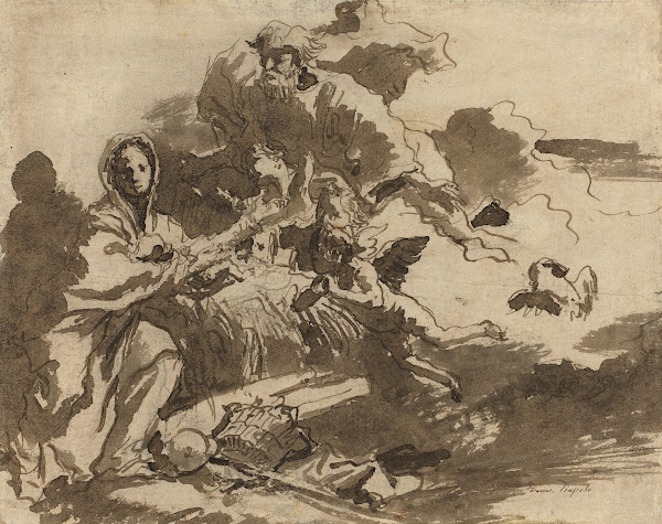 God the Father and Angels Adoring the Madonna and Child recto c 1753